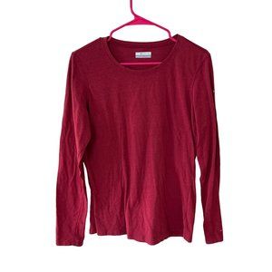 Columbia Omni Shade Long Sleeve Shirt Men’s Size L Crew Neck Red Burgundy Casual
